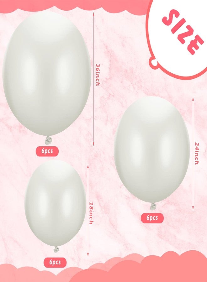 Charnoel 18 Pack 18/24 / 36 Inch Balloons Large Latex Giant Round Big Macaron Balloons for Wedding Birthday Party Baby Shower Decorations(White) - Image 2
